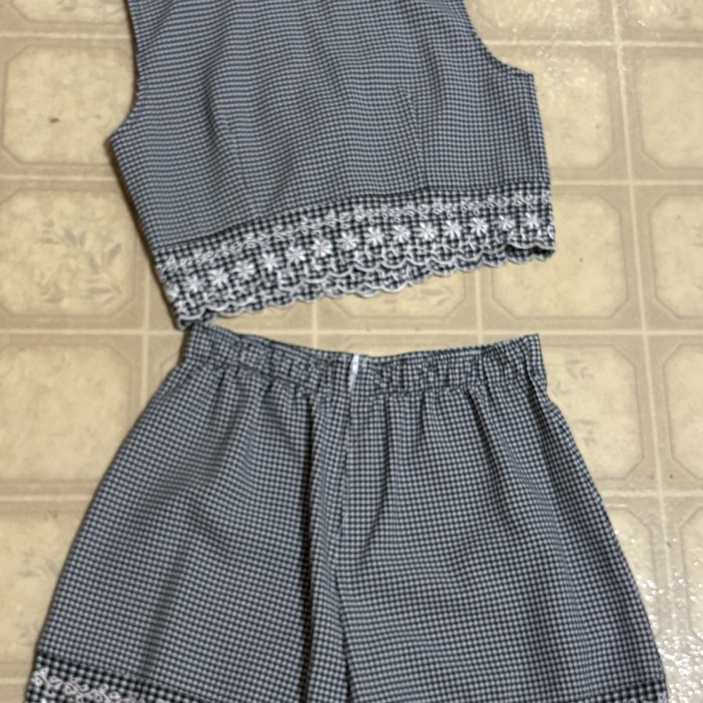Black and White Houndstooth Two-Piece Set
